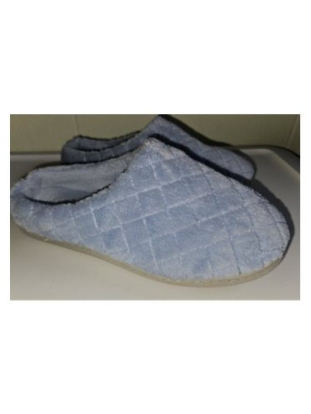 Blue Fleece Hard Sole Slippers Ladies Medium Size 7 8